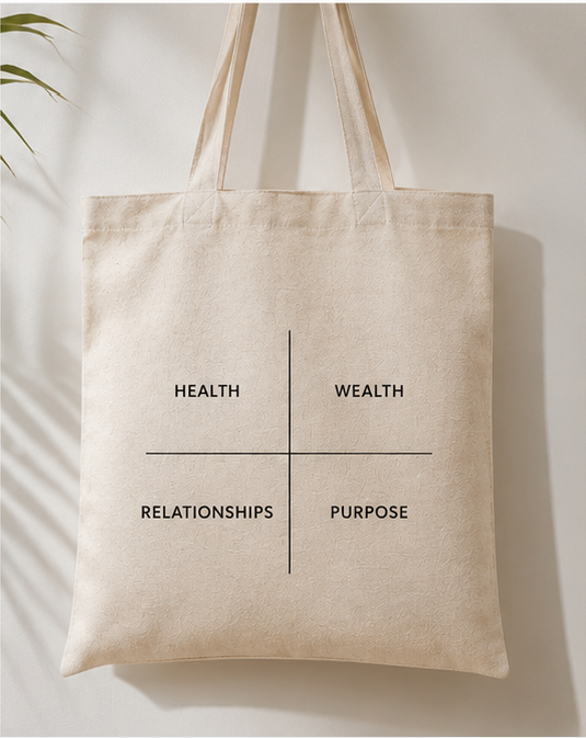 LLOYTS Tote — The Four Quadrants, back, showing the four quadrants print